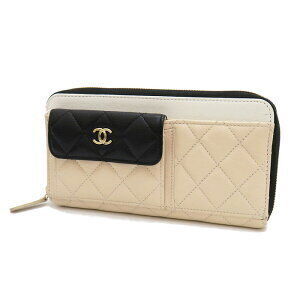 CHANEL Matelasse Cruise Long Wallet Goatskin Black Beige Tan White